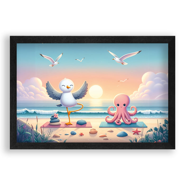 Walljar Zen Aan Zee - Yoga Tijd Met Meeuw En Octo