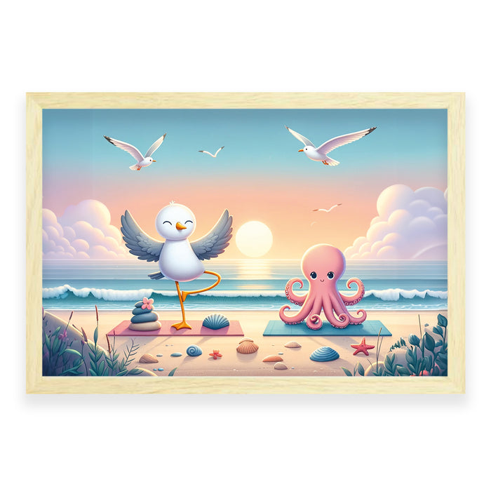 Walljar Zen Aan Zee - Yoga Tijd Met Meeuw En Octo