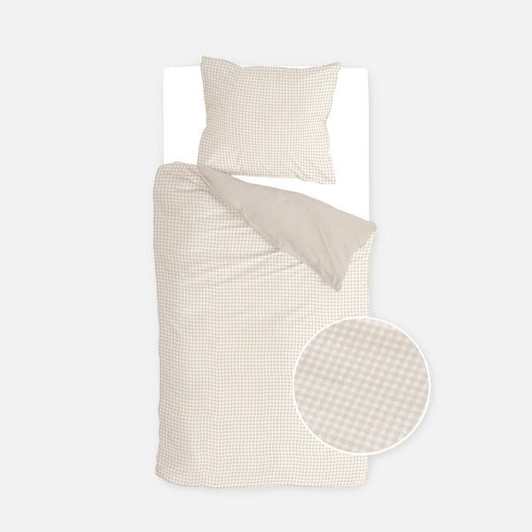 walra Kinderdekbedovertrek Mini Checkmates Beige 140x200 cm