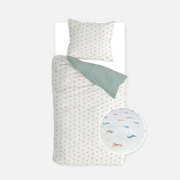 walra Kinderdekbedovertrek Tiny Saurus Groen 140x200 cm