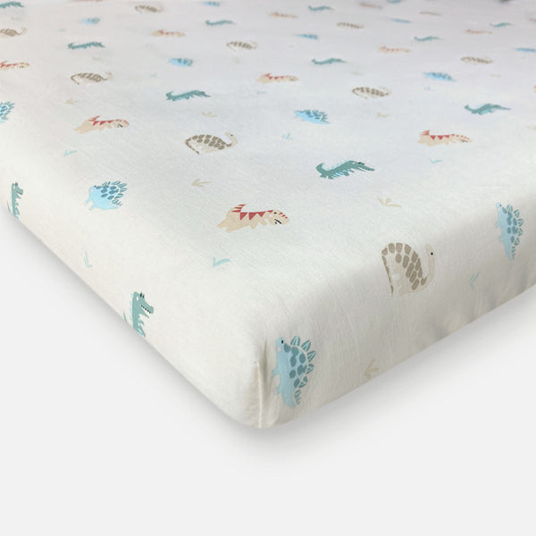 walra Ledikanthoeslaken Tiny Saurus Groen 60x120 cm