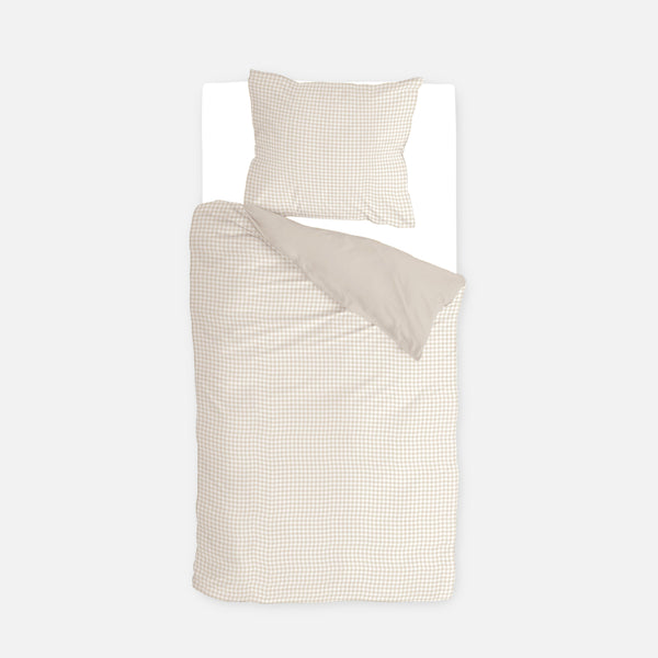 walra Peuterdekbedovertrek Mini Checkmates Beige 120x150 cm