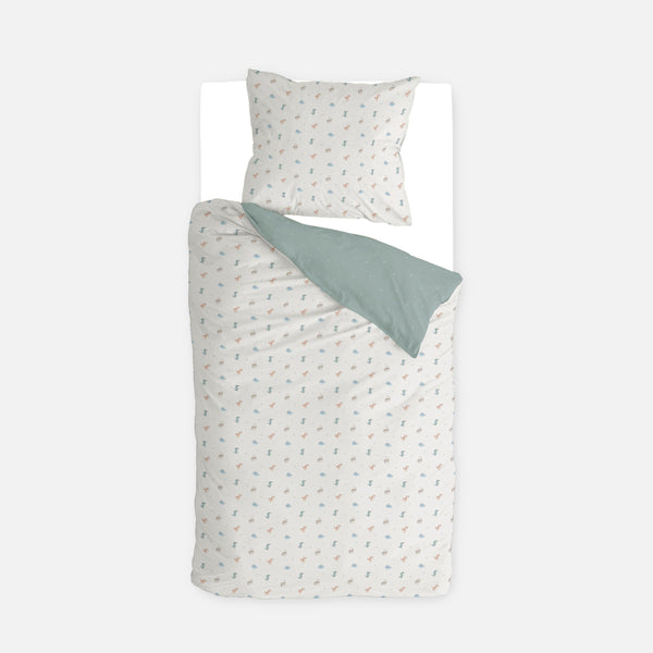 walra Peuterdekbedovertrek Tiny Saurus Groen 120x150 cm