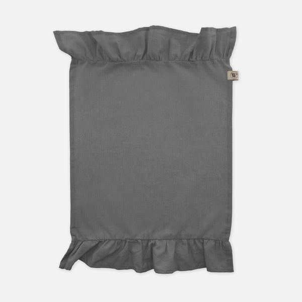 walra Servet Set Lovely Linen Ruffles Antraciet 4x 40x40 cm