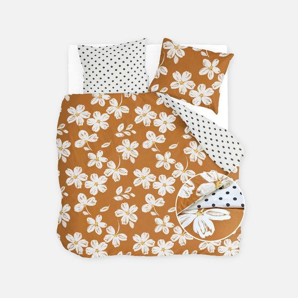 walra Dekbedovertrek Fancy Flowers Cognac