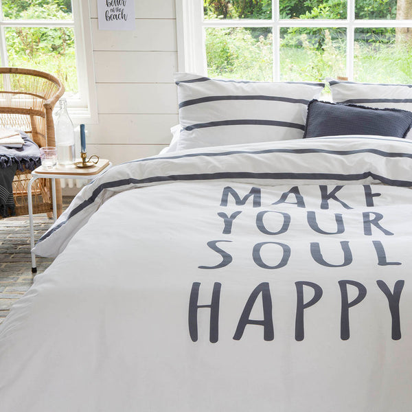 Walra Dekbedovertrek Happy Wake Up Wit / Blauw