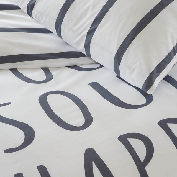 Walra Dekbedovertrek Happy Wake Up Wit / Blauw