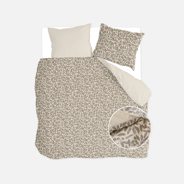 walra Dekbedovertrek Leaf Whispers Beige / Off White