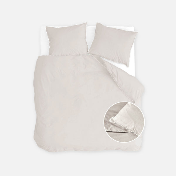 walra Dekbedovertrek Pretty Pom Pom Naturel