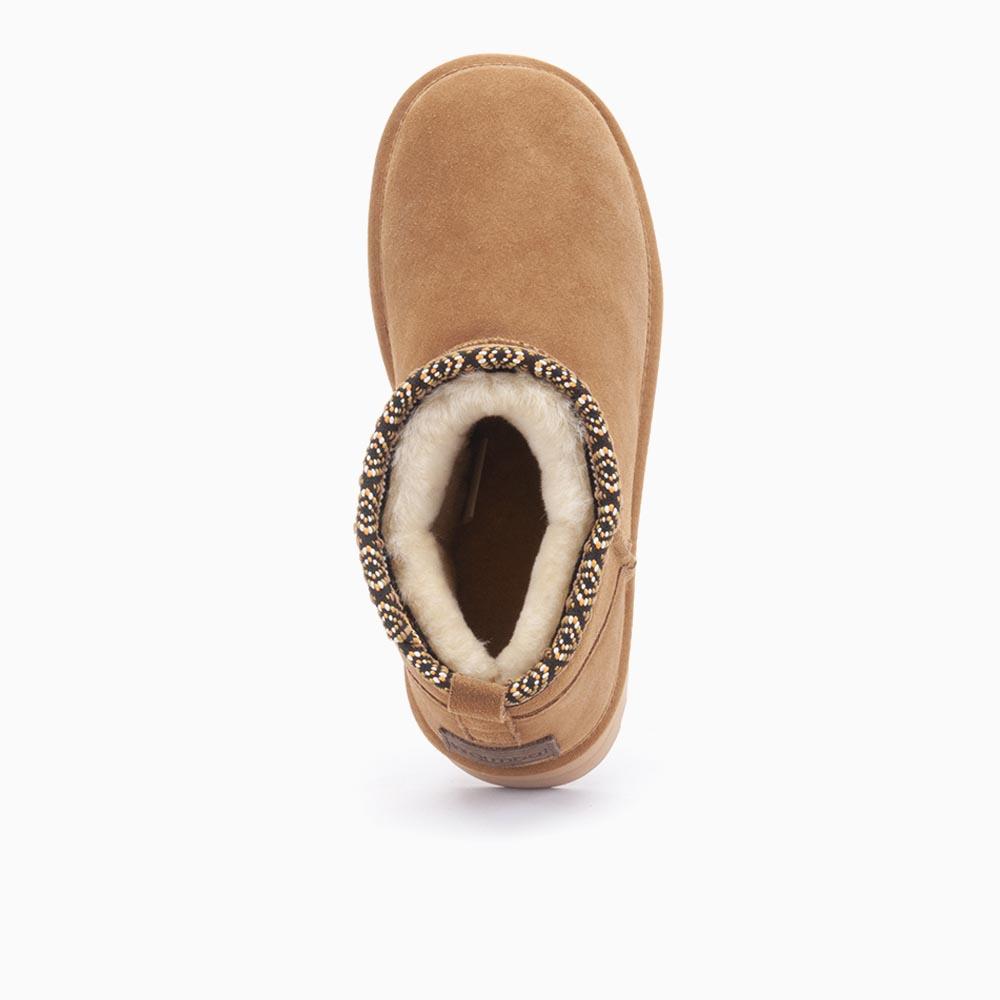 Warmbat Warmbat Durack Dames Suède Boot Plateau Tape Cognac