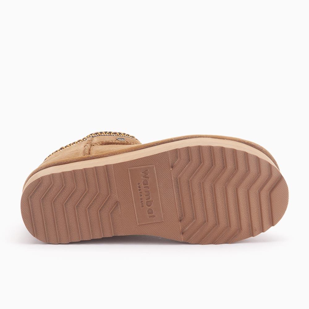 Warmbat Warmbat Durack Dames Suède Boot Plateau Tape Cognac