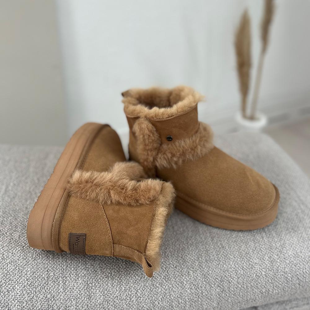 Warmbat Warmbat Durack Dames Suède Boot Plateau Wool Camel