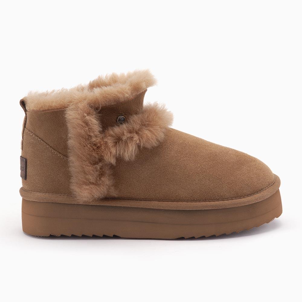 warmbat Warmbat Durack dames suède boot plateau wool camel