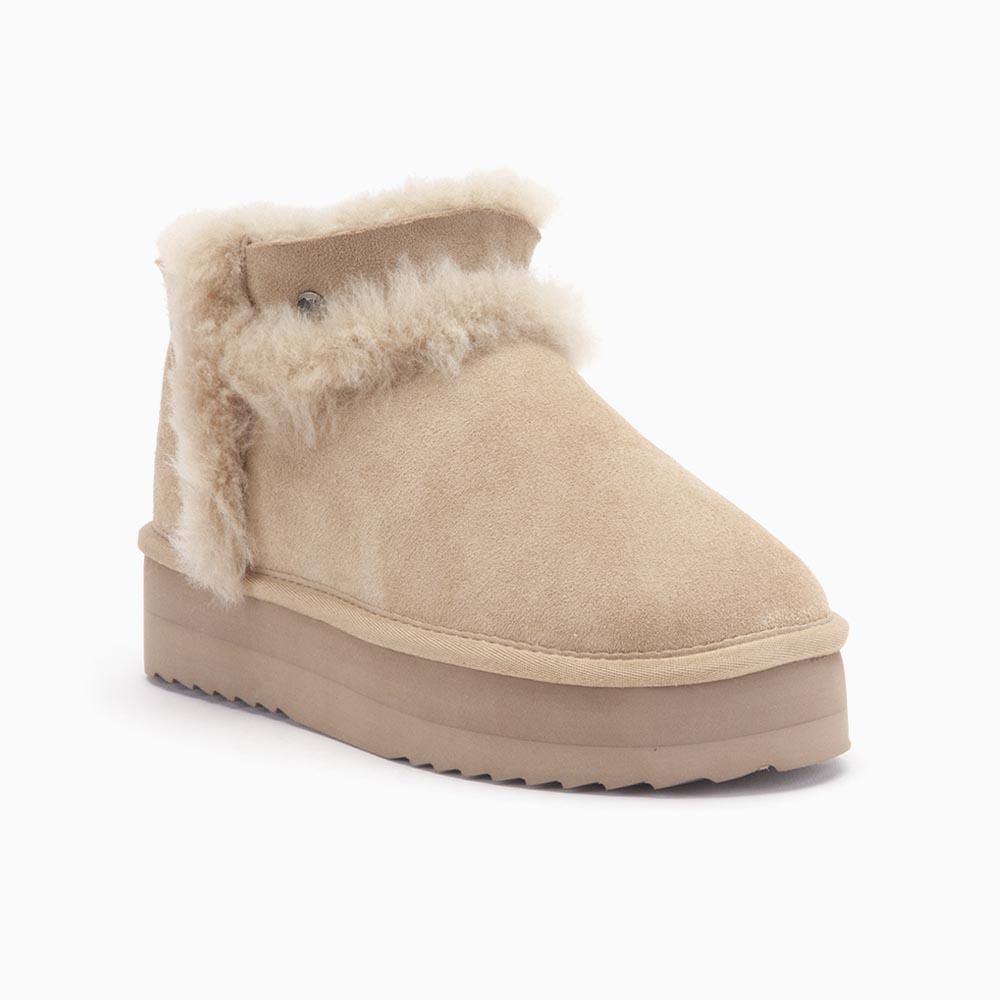 Warmbat Warmbat Durack Dames Suède Boot Plateau Wool Stone