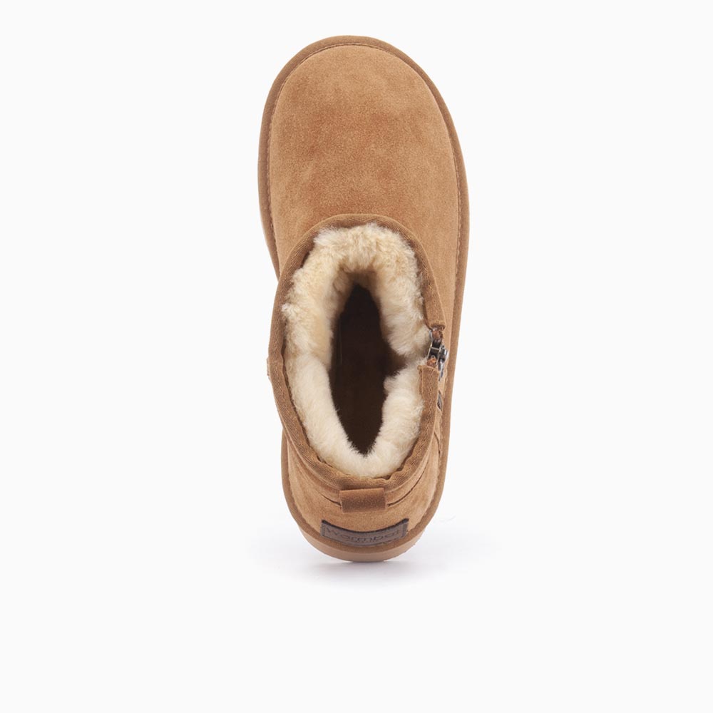 Warmbat Warmbat Durack Dames Suède Boot Plateau Zipper Cognac