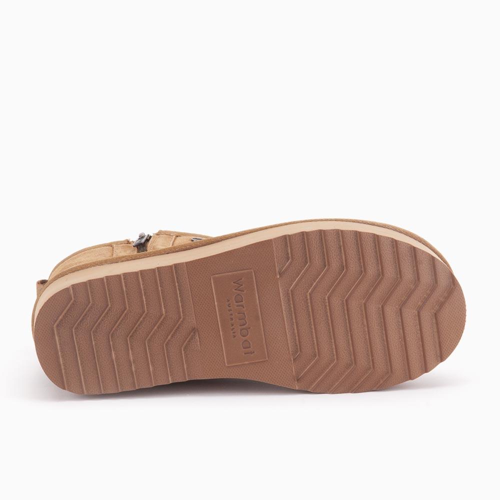 Warmbat Warmbat Durack Dames Suède Boot Plateau Zipper Cognac