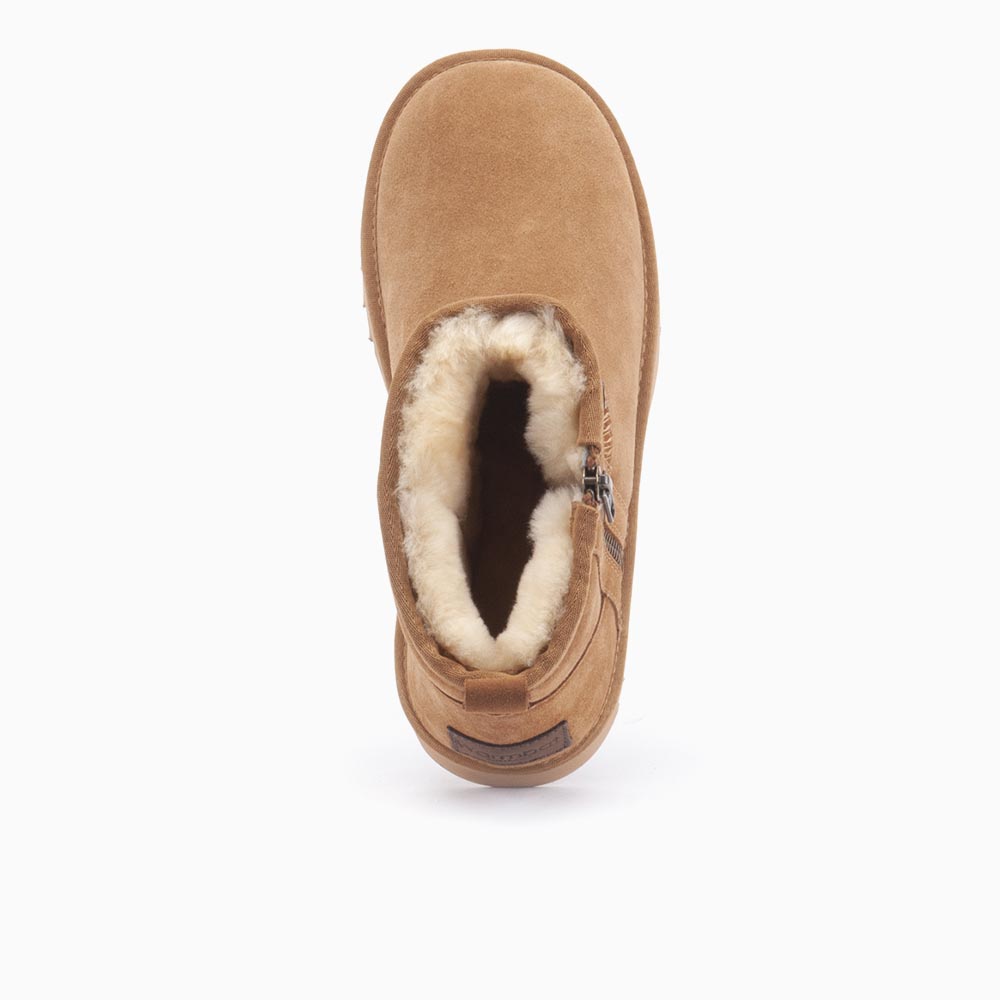 Warmbat Warmbat Durack Dames Suède Boot Zipper Cognac