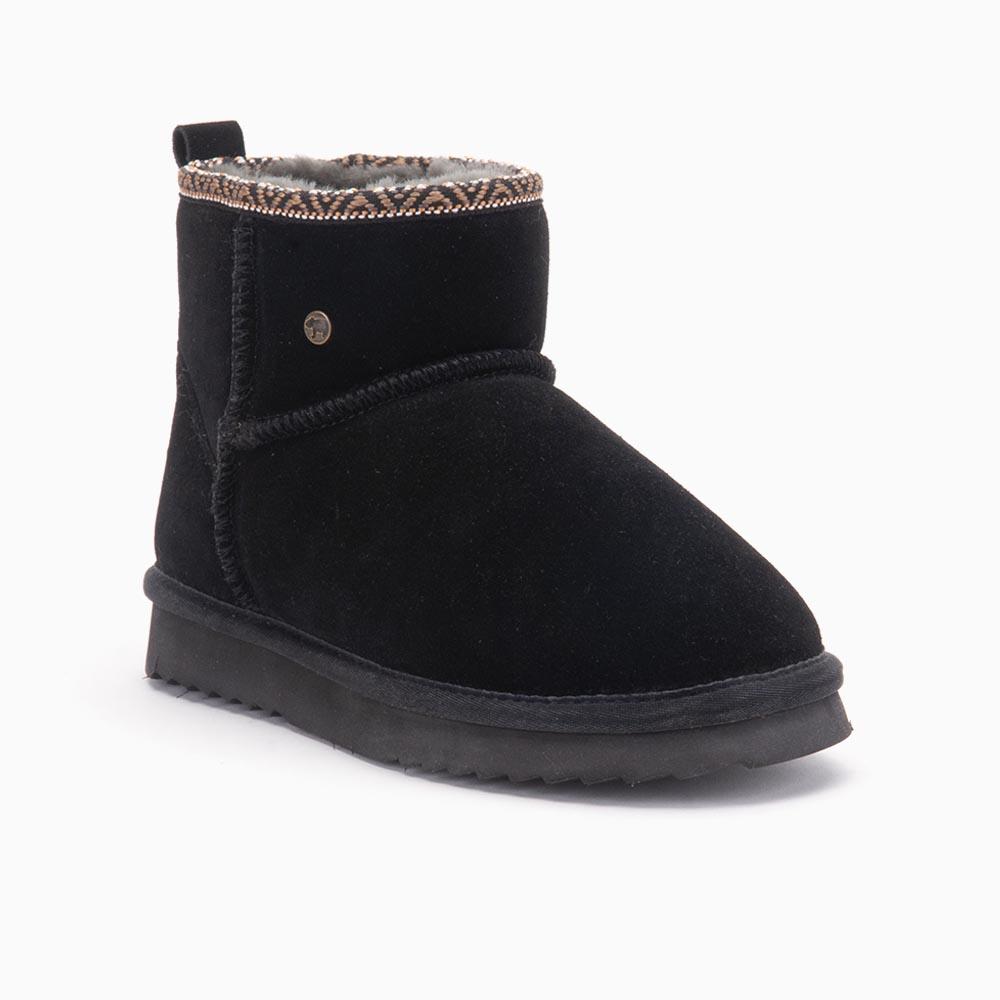 Warmbat Warmbat Wallaby Dames Suède Boot Tape Black