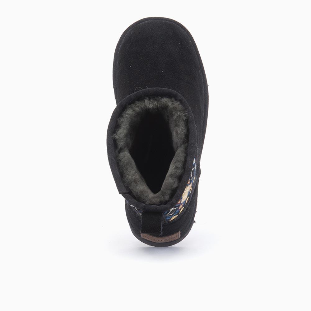 Warmbat Warmbat Wallaby Dames Suède Boot Woven Print Black