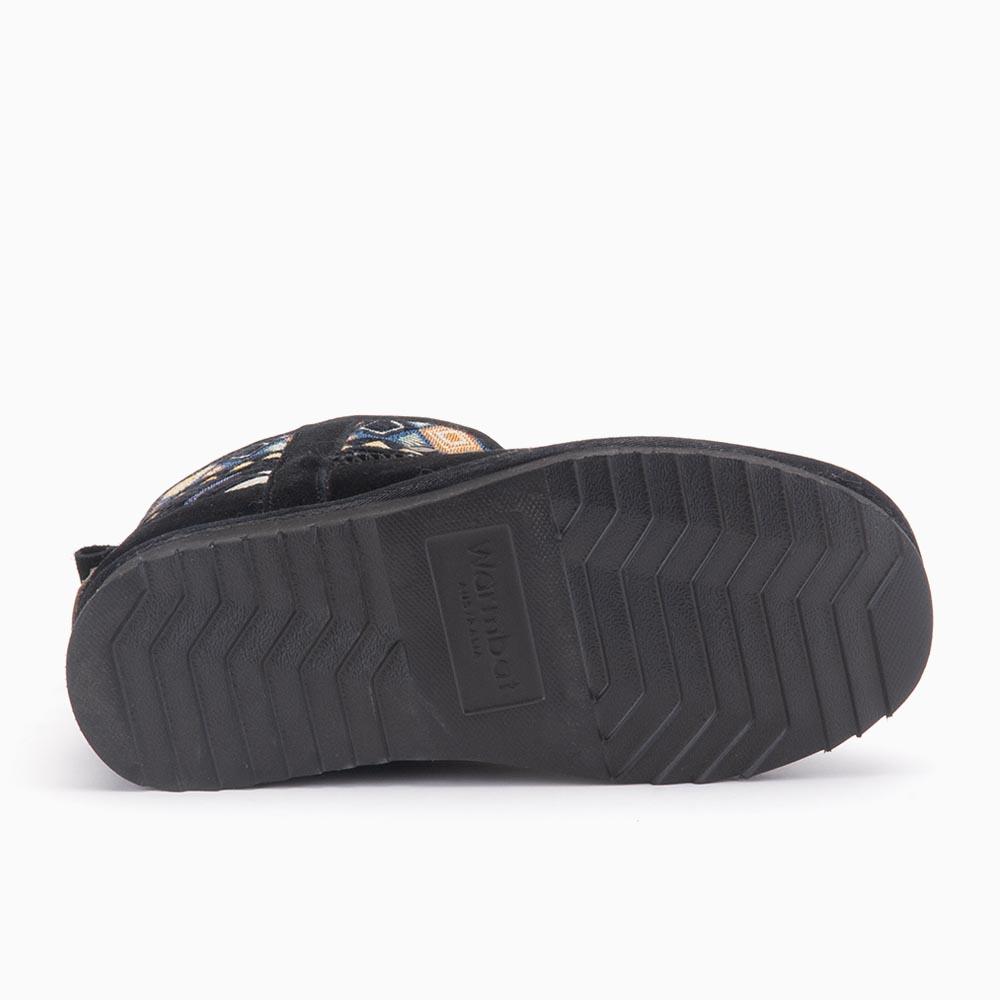 Warmbat Warmbat Wallaby Dames Suède Boot Woven Print Black