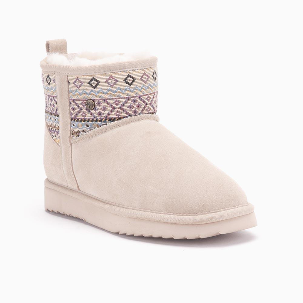 Warmbat Warmbat Wallaby Dames Suède Boot Woven Print Blush