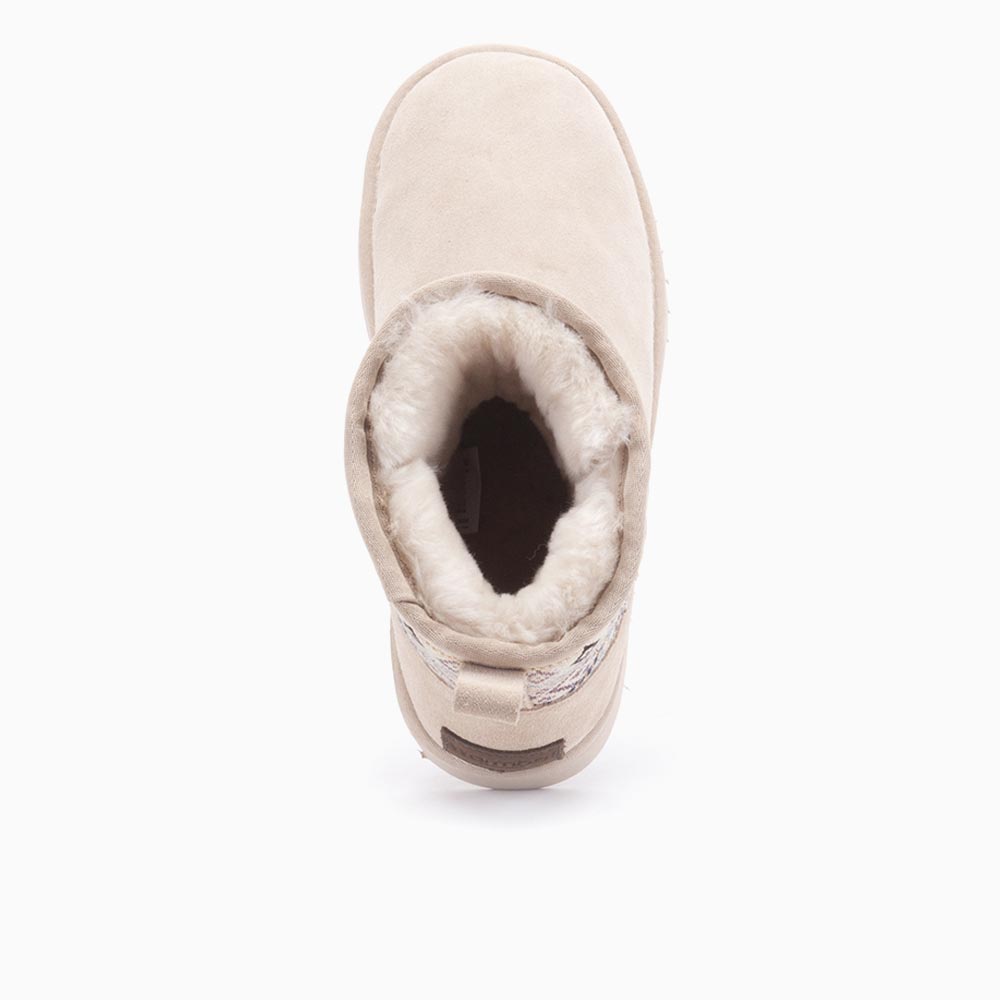 Warmbat Warmbat Wallaby Dames Suède Boot Woven Print Blush