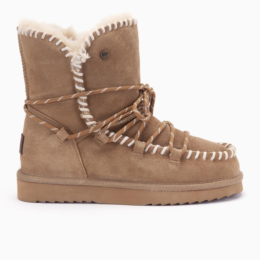 warmbat Warmbat Waturra dames suède lace boot camel