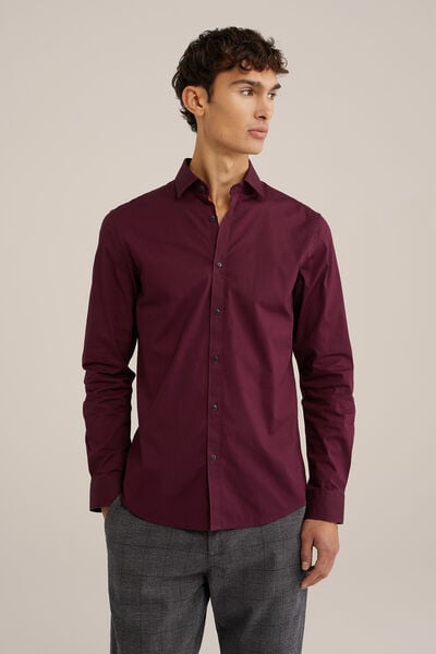 We Fashion Anti-odour Overhemd Met Stretch Bordeauxrood