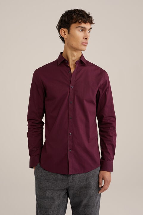 we fashion anti-odour overhemd met stretch Bordeauxrood