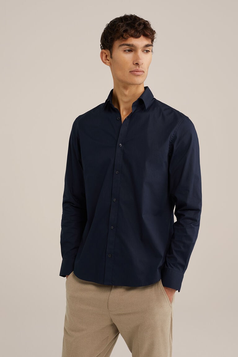 We Fashion Anti-odour Overhemd Met Stretch Donkerblauw