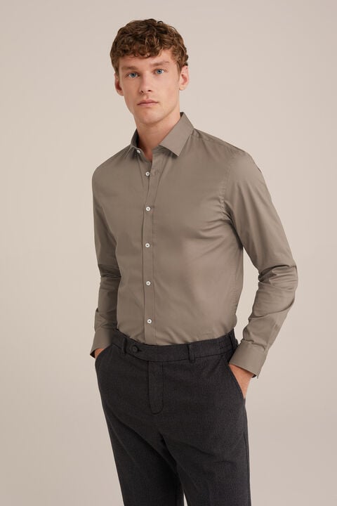 we fashion anti-odour overhemd met stretch Kaneelbruin