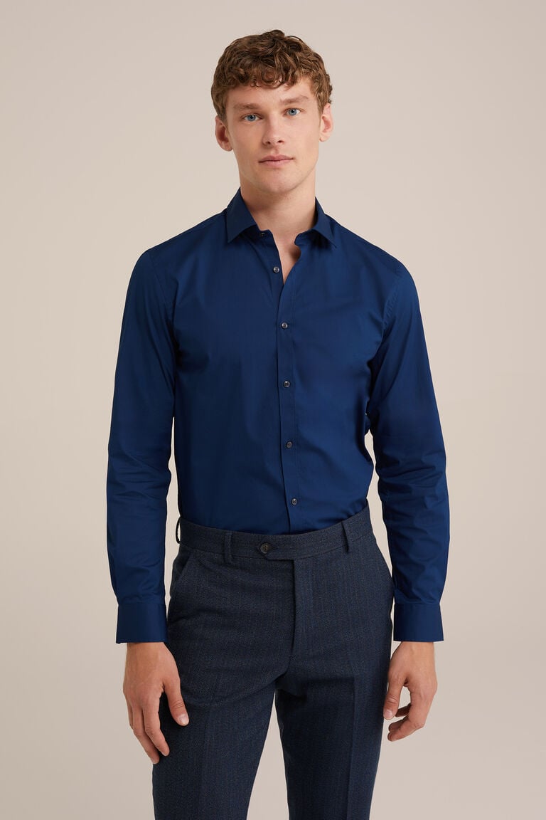 We Fashion Anti-odour Overhemd Met Stretch Marineblauw