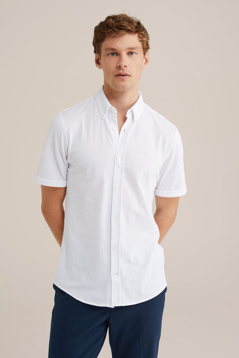 We Fashion Chemise Homme En Piqué Jersey Avec Stretch Blanc