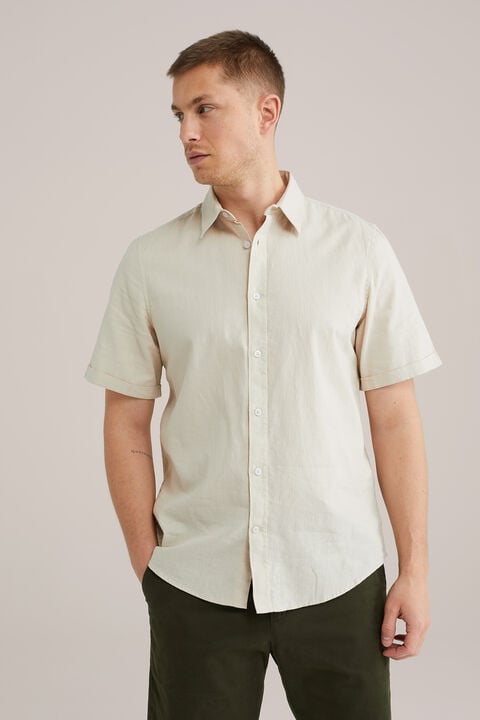 we fashion easy care overhemd van linnenmix Lichtbruin