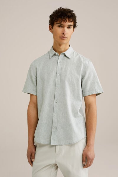 We Fashion Easy Care Overhemd Van Linnenmix Lichtgroen