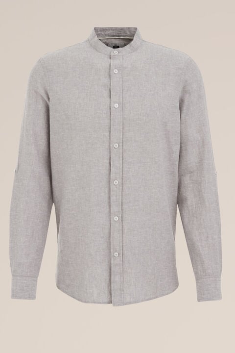 we fashion easy care overhemd van linnenmix met mao-kraag Grijs