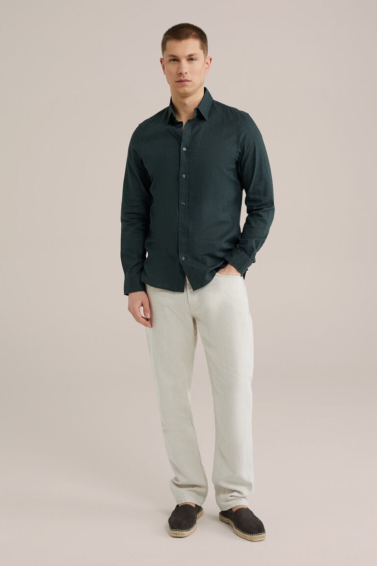 We Fashion Easy Care Overhemd Van Linnenmix Mosgroen