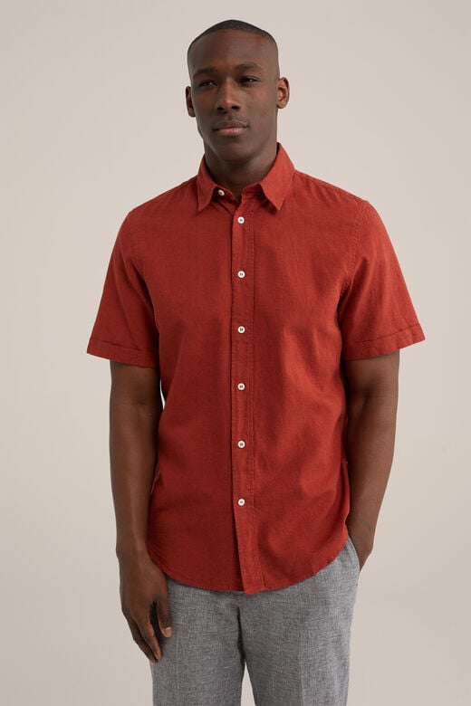 We Fashion Easy Care Overhemd Van Linnenmix Vuurrood