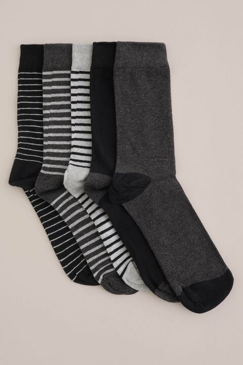 We Fashion Fijngebreide Gestreepte Sokken 5-pack Grijs