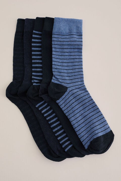 we fashion fijngebreide gestreepte sokken 5-pack Marineblauw
