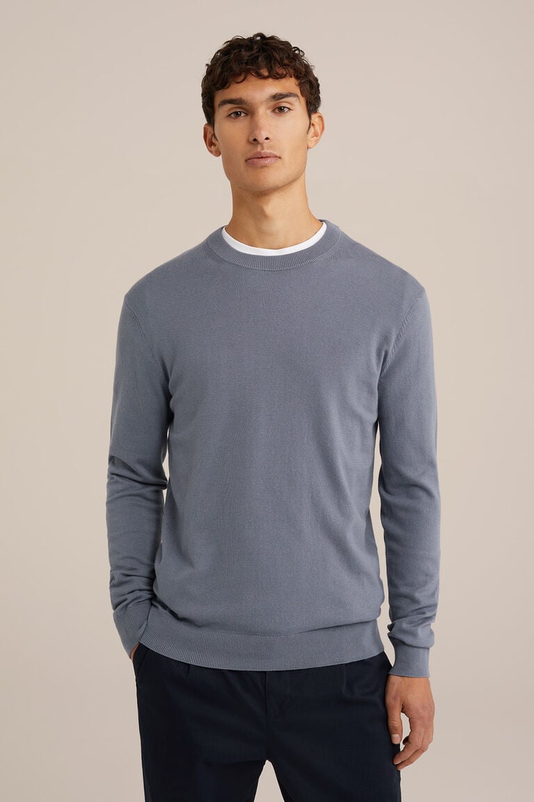 We Fashion Fijngebreide Trui Van Katoenmix Lichtblauw