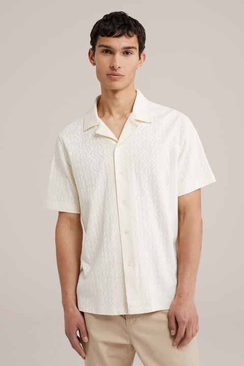 we fashion gebreid katoenen overhemd met structuur Gebroken wit