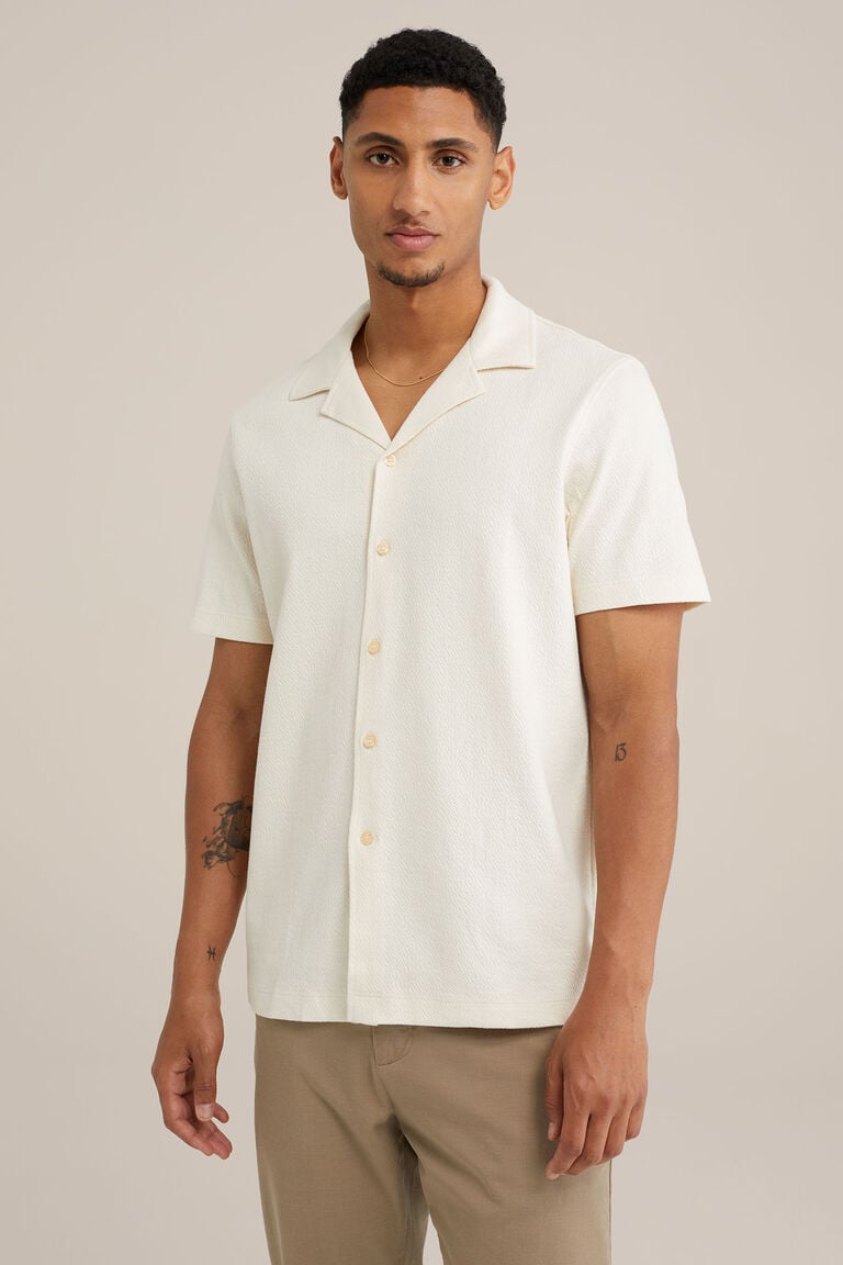 We Fashion Gebreid Overhemd Met Structuur Gebroken Wit