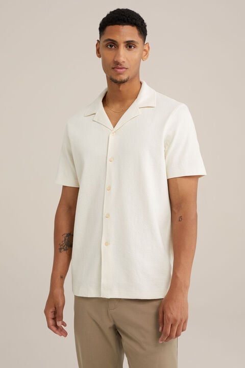 we fashion gebreid overhemd met structuur Gebroken wit