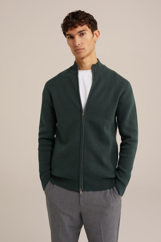 We Fashion Gebreid Vest Met Opstaande Kraag Donkergroen