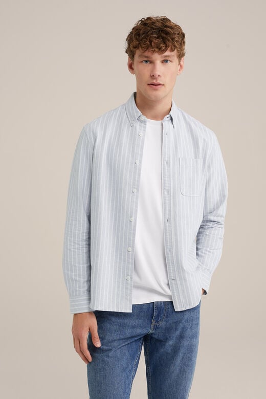 We Fashion Gestreept Overhemd Met Structuur Lichtblauw