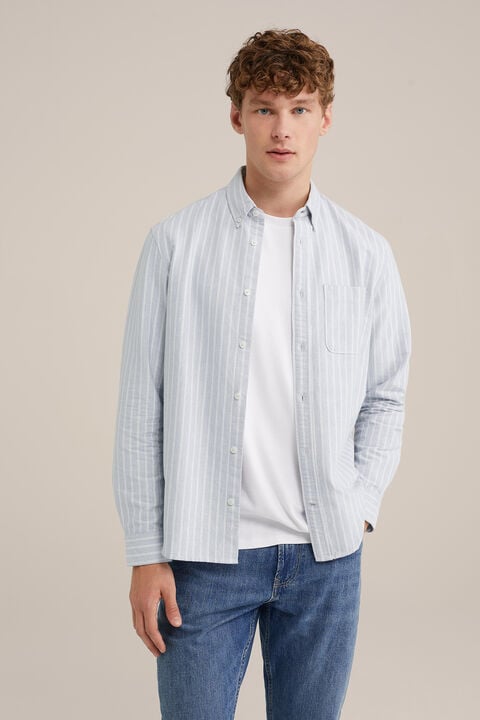 We Fashion Gestreept Overhemd Met Structuur Lichtblauw