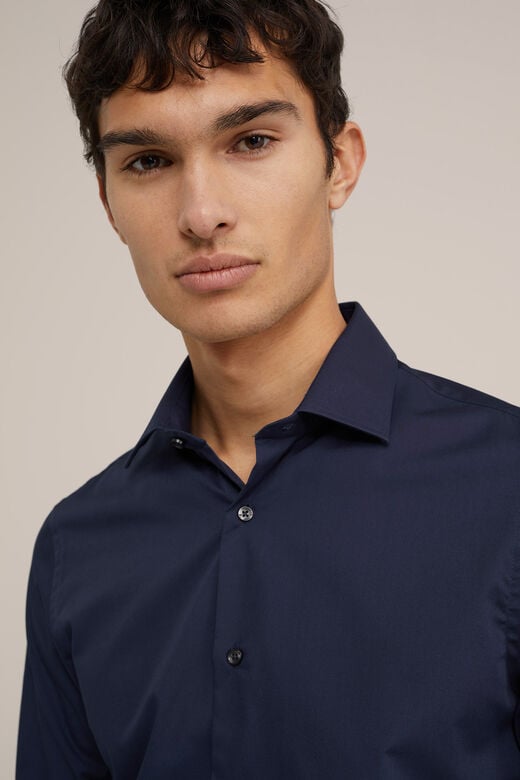 We Fashion Geweven Overhemd Van Katoenmix Donkerblauw