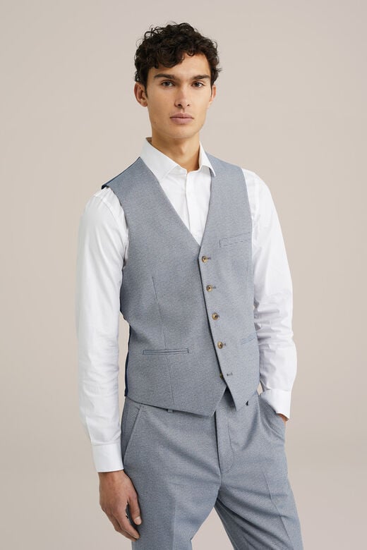 We Fashion Gilet Slim Fit Pour Homme Avec Micro-motif Bleu Gris