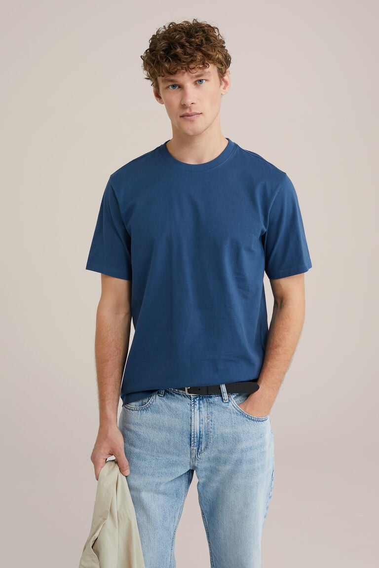 We Fashion Heavyweight Relaxed Fit T-shirt Donkerblauw